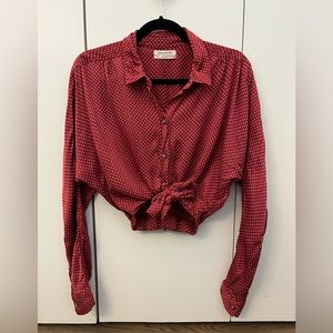 Polka Dot tie front button up shirt size M urban outfitters